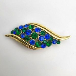 Elegant Multi-Rhinestones Gold Tone Brooch